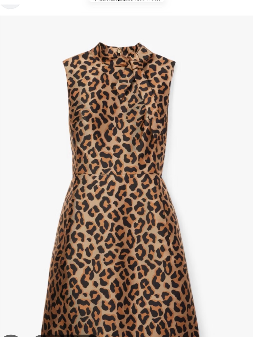 kate spade Leopard Print Tie-Neck Mini Dress in Tan and Black